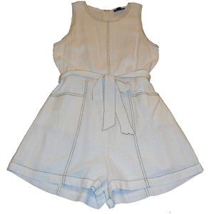 Romper LARGE  NEW White Linen Blend Sleeveless One-Piece Summer jumper